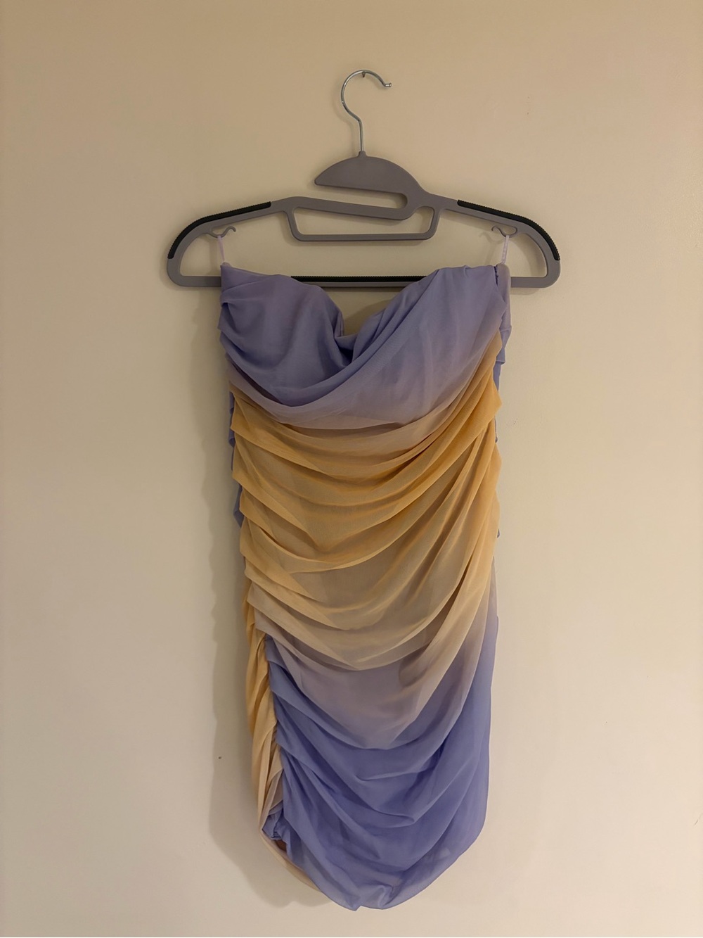 ZARA Lavender and Champagne Ruched Strapless Dress (New with tags)